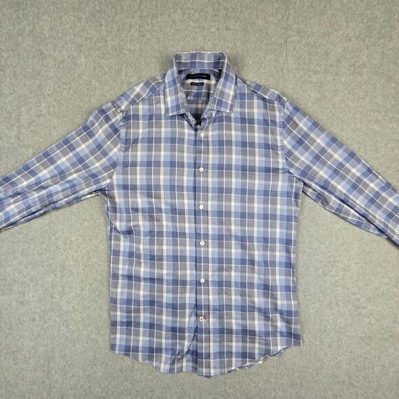 Tommy Hilfiger Shirt Mens Medium 15 1/2 32/33 Blue Plaid Long Sleeve Button Down - Picture 3 of 16